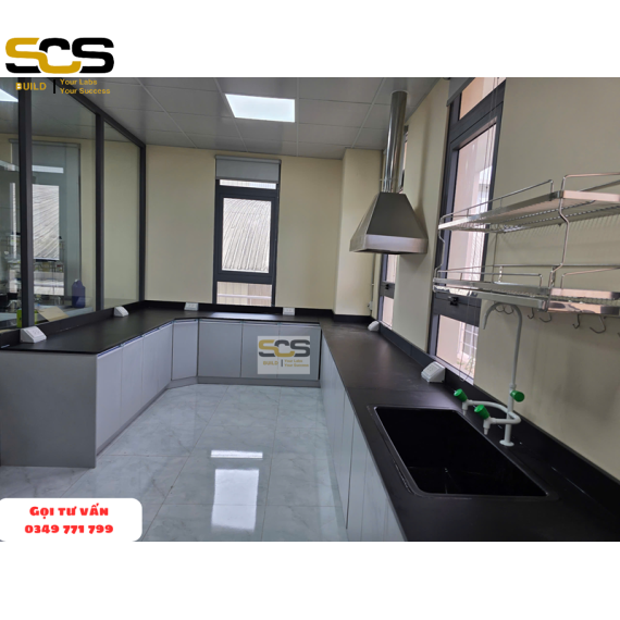 Tư vấn lắp đặt bàn thí nghiệm áp tường chữ U có chậu rửa – bền, đẹp, chuẩn kỹ thuật