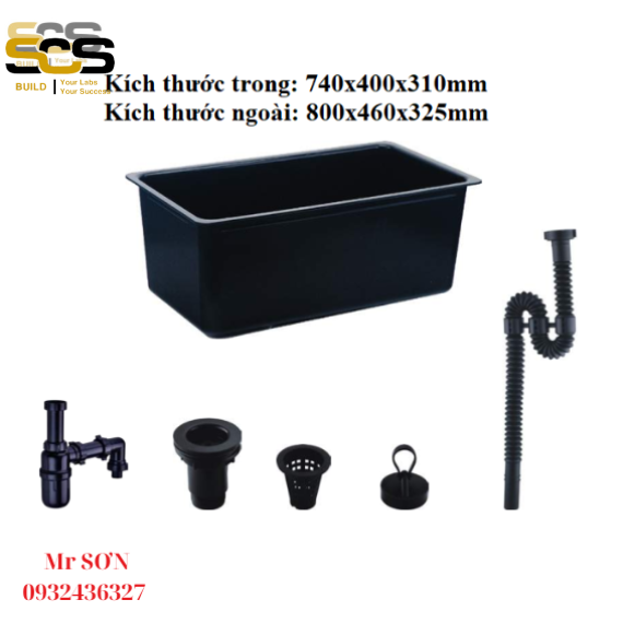 Bồn rửa chuyên dụng chịu hóa chất phòng thí nghiệm kích thước 800mm